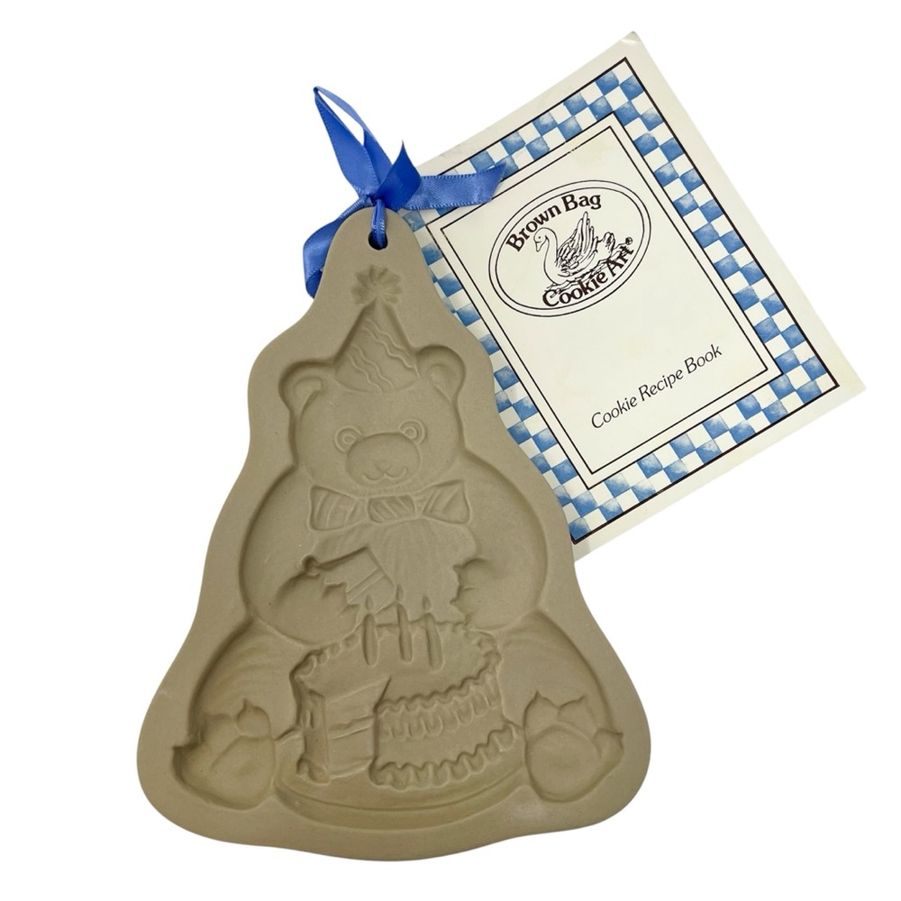 NWT Vintage 1989 Brown Bag Cookie Art Birthday Bear Mold Hill Design Inc